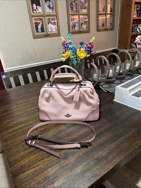 Coach Pink Pebbled Leather Satchel with Removable Strap